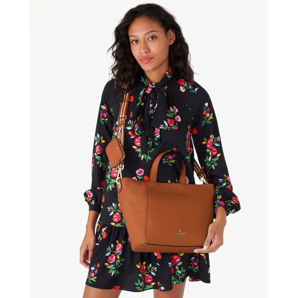 New Kate Spade Rosie Satchel Pebbled Leather Warm Gingerbread - Picture 2 of 5